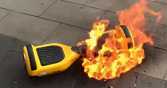 risques et danger hoverboard en feu